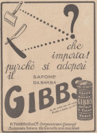 Sapone Da Barba GIBBS - 1923 Pubblicità Epoca - Vintage Advertising - Pubblicitari