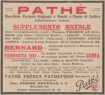 Pathé Frères Pathéfono - Bernard - Piedigrotta - Serra - 1923 Pubblicità  - Pubblicitari