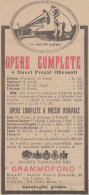 Società Nazionale Del Grammofono - Opere Complete - 1923 Pubblicità Epoca - Pubblicitari