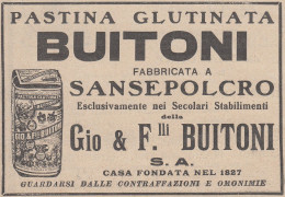 Pastina Glutinata BUITONI - Sansepolcro - 1925 Pubblicità - Vintage Ad - Publicités