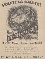 Liquore Ferro China Bisleri - Illustrazione Testa Leone - 1926 Pubblicità - Reclame