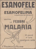 ESANOFELE Contro Febbri Di Malaria - 1926 Pubblicità - Vintage Advertising - Publicités