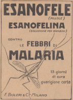 ESANOFELE Contro Febbri Di Malaria - 1926 Pubblicità - Vintage Advertising - Publicités