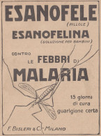 ESANOFELE Contro Febbri Di Malaria - 1926 Pubblicità - Vintage Advertising - Publicités