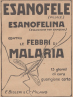 ESANOFELE Contro Febbri Di Malaria - 1926 Pubblicità - Vintage Advertising - Reclame