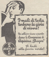 Compresse Di Aspirina Bayer - 1926 Pubblicità Epoca - Vintage Advertising - Publicités