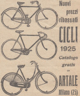 Cicli ARTALE - 1926 Pubblicità Epoca - Vintage Advertising - Publicités