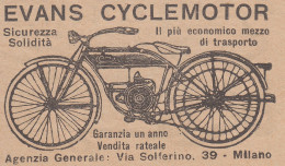 Evans Cyclemotor - 1926 Pubblicità Epoca - Vintage Advertising - Reclame