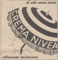Crema NIVEA Al Sole Senza Paura - 1939 Pubblicità - Vintage Advertising - Publicidad