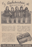 Sapone PALMOLIVE - 5 Ambasciatrici Di Bellezza - 1939 Pubblicità Epoca - Publicidad