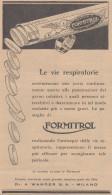 FORMITROL - Le Vie Respiratorie... - 1931 Pubblicità - Vintage Advertising - Reclame