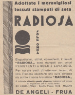 Tessuti Radiosa - Sole Onda - De Angeli - Frua - 1930 Pubblicità Epoca - Publicités