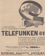 Radioricevitore TELEFUNKEN 40 W - 1930 Pubblicità - Vintage Advertising - Werbung