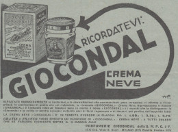 GIOCONDAL Crema Neve - 1930 Pubblicità Epoca - Vintage Advertising - Werbung