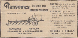 Aratri RANSOMES - 1933 Pubblicità Epoca - Vintage Advertising - Publicités