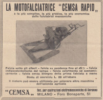 Motofalciatrice CEMSA Rapid - 1931 Pubblicità Epoca - Vintage Advertising - Publicidad