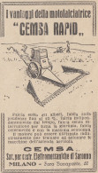 Motofalciatrice CEMSA RAPID - 1928 Pubblicità Epoca - Vintage Advertising - Publicités