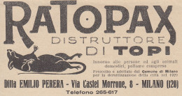 RATOPAX Distruttore Di Topi - 1931 Pubblicità Epoca - Vintage Advertising - Publicités