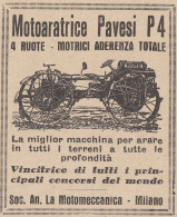 Motoaratrice PAVESI P 4 - 1927 Pubblicità Epoca - Vintage Advertising - Publicités