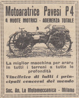 Motoaratrice PAVESI P 4 - 1927 Pubblicità Epoca - Vintage Advertising - Werbung
