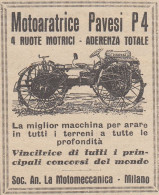 Motoaratrice PAVESI P 4 - 1927 Pubblicità Epoca - Vintage Advertising - Publicidad