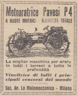 Motoaratrice PAVESI P 4 - 1927 Pubblicità Epoca - Vintage Advertising - Publicidad