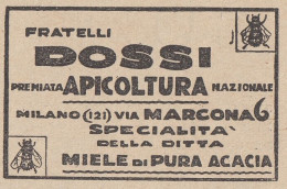 Apicoltura Fratelli Dossi - Milano - 1927 Pubblicità - Vintage Advertising - Publicidad