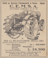 C.E.M.S.A. Trattrice Agricola 15-27 HP - 1927 Pubblicità - Vintage Ad - Werbung