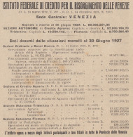 Istituto Federale Di Credito Per Risorgimento Di Venezia - 1927 Pubblicità - Publicités