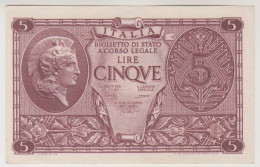 Biglietto Di Stato, Banconota Da Lire 5 - Luogotenenza Di Umberto - 23/11/1944 - Italia – 5 Lire
