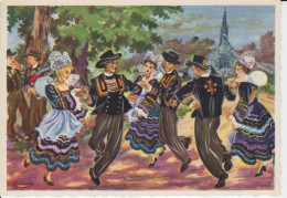 En Parcourant La Bretagne Illustration Signé Hormualk Pont Aven. Le Jabadao Danse Bretone, Habillement D'occasion   2sc - Bretagne