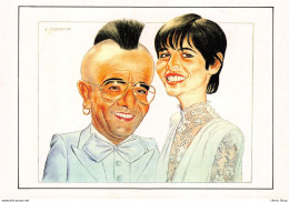 Illustrateur MUSTACCHI Emile Humour - Caricature Yves Mourousi Et Sa Femme Véronique Audemard D’Alançon ♥♥♥ - Autres & Non Classés