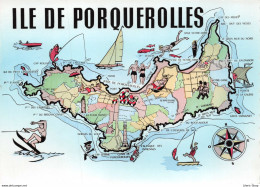 [83] ILE DE PORQUEROLLES -  « LA PERLE DES ILES D'OR» Plan Illustré Humoristique De L'Ile  CPSM ± 1960 ♥♥♥ - Carqueiranne