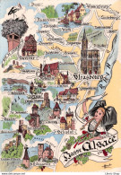 [67]  BASSE ALSACE - Carte Géographique Illustrée(signée Homualk) -  CPSM GF ± 1960 - ♥♥♥ - Other & Unclassified