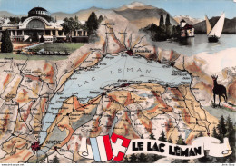 [74] CARTE GEOGRAPHIQUE DU LAC LEMAN - CPSM GF ± 1960 - Cie Des Arts Photomécaniques ♥♥♥ - Sonstige & Ohne Zuordnung