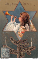 FANTAISIE FÊTES  ANGE ETOILE "JOYEUX NOEL" Cpa Gaufrée Relief 1905 ♥♥♥ - Angels