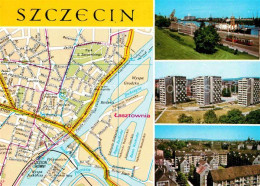 72681788 Szczecin Stettin Stadtplan Hafen Siedlung Hochhaeuser Wohnblocks Stetti - Polen
