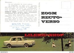 PUBLICITÉ AUTOMOBILE SIMCA 1000 - JOUVE Frères, Concessionnaire "SIMCA" Le Puy En Velay Haute-Loire - CPSM GF ± 1962 ♥♥♥ - Publicité