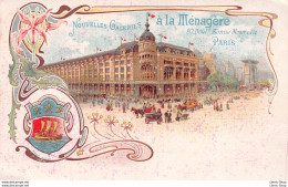 [75] PARIS PUBLICITÉ LITHOGRAPHIE " NOUVELLES GALERIES " À LA MÉNAGÈRE " 20 BOULEVARD BONNE-NOUVELLE  CPA Dos Simple♣♣♣ - Paris (02)