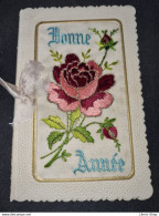 "BONNE ANNÉE"  Cpa Double, Tissée, Brodée Dentelée, Ruban - Magnifique Rose ± 1910 - ♥♥♥ - Neujahr