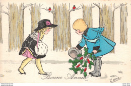 Bonne Année # Illustrateur ZANE - Fillettes, Révérence, Houx, Manchon, Arbres, Neige - J. PIGOT Éd. ♥♥♥ - Neujahr