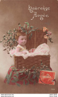 Nouvel An - Heureuse Année - Enfant Malle Osier Houx Cpa ± 1910 ♦♦♦ - Neujahr