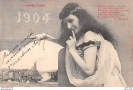Nouvelle Année 1904 Jeune Femme Train Ce Train Emporte Pour Vous ...A Gaboriaud  - BERGERET CPA 1903 ♦♦♦ - Neujahr