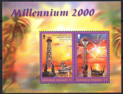 Solomon Islands 2000 Millenium Lighthouses Boats Set Of 2 Stamps In Block MNH - Isole Salomone (1978-...)