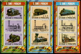 Sao Tome Und Principe 1982 - Mi.Nr. Block 114 - 116 - Postfrisch MNH - Eisenbahnen Railways Lokomotiven Locomotives - Trains