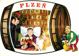 72679739 Plzen Pilsen Bierfass Karikatur Gaststube Trachten Plzen Pilsen - Tchéquie