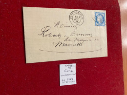 LETTRE 1872 -YT 64 A -PONT SAINT ESPRIT GC 2954 - CACHET AMBULANT - 1849-1876: Période Classique