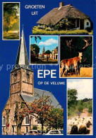 72679374 Epe Gelderland Reetgedecktes Haus Kirche Hirsch Schafherde Epe Gelderla - Sonstige & Ohne Zuordnung