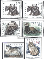Schweden 1756A,D,1757D,1758A, 1759A,1760C (kompl. Ausg.) Postfrisch 1993 Wildtiere - Unused Stamps