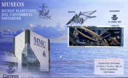 SPAIN. Circulated First Day Cover From Santander With Maritime Museum Of Santander. Skeleton Of A Whale - Ballenas